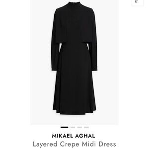 Mikael Aghal Elegant Black Midi Dress